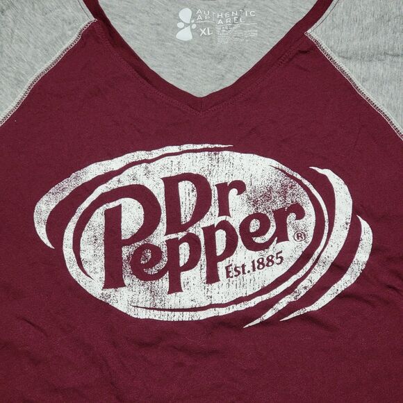 Authentic Apparel Dr Pepper SS Burgundy & Grey Tee - Size XL - Picture 2 of 4